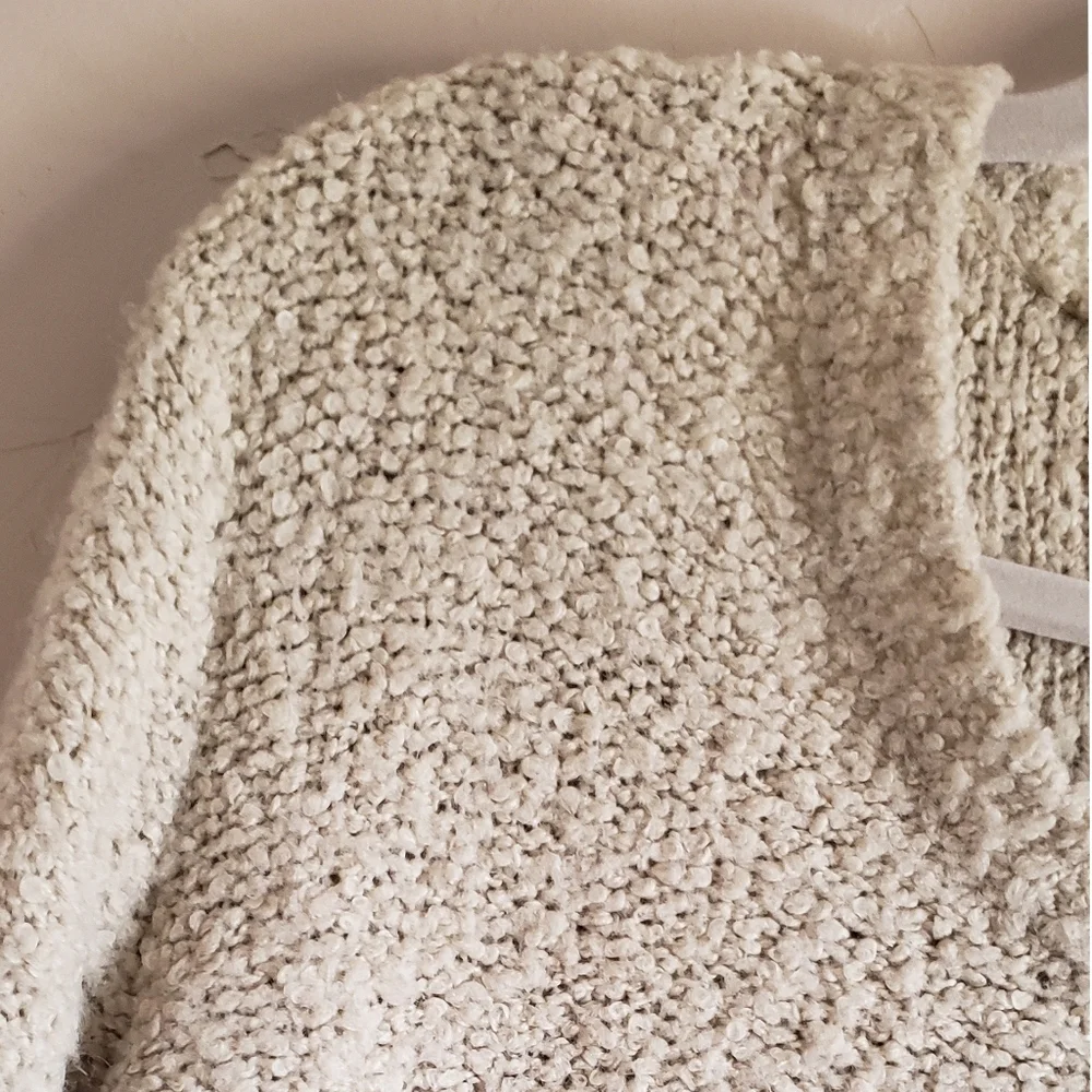 J. Crew Sweater Vintage Womens Cream S Wool Blend Cozy V-Neck Relaxed Pullover